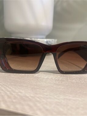 Prada Women's Rectangular Sunglasses in Dark Brown Gradient